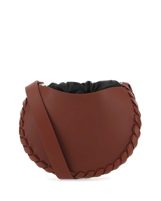 Chloé Brown Chlo Brick Leather Small Mate Crossbody Bag