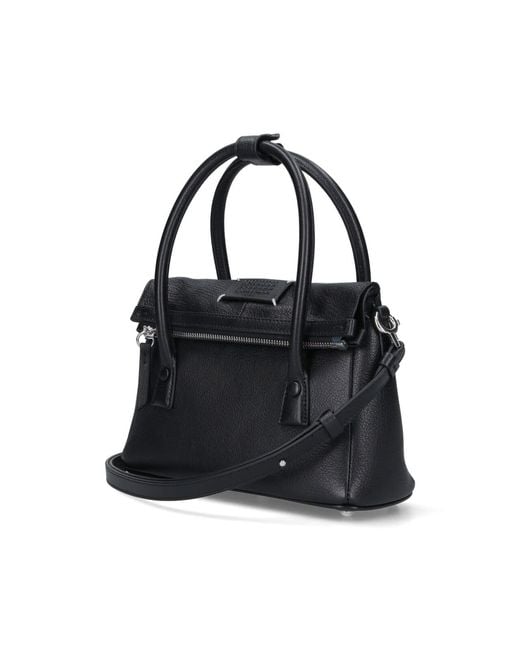Maison Margiela Black Goat Leather Shoulder Bag With Brass Hardware