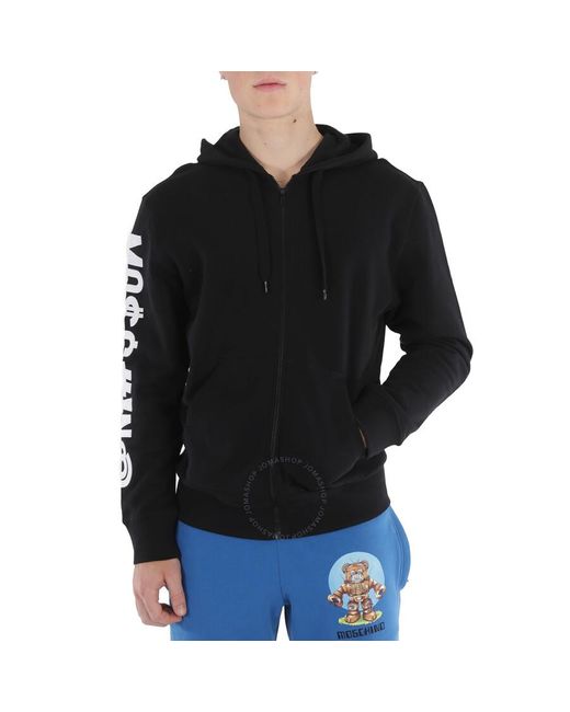 Moschino Black Symbols Logo Cotton Hooded Sweatshirt for men