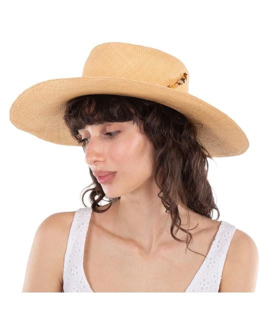 Van Palma Brown Alba Straw Large Brim Sun Hat