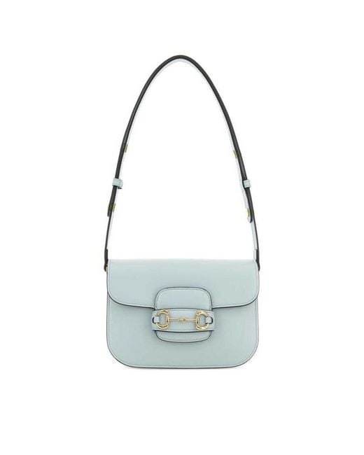 Gucci Blue Pastel Light Small Horsebit 1955 Shoulder Bag Jellyazure Calf Skin Borse A Mano