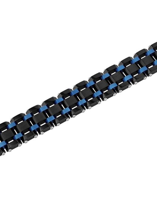 Robert Alton Blue Stainless Steel Two-Tone Link Bracelet for men