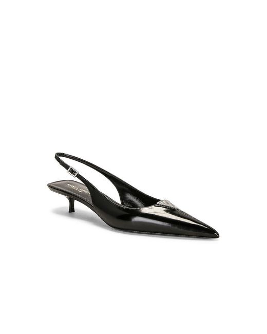 Saint Laurent Black Cherish Leather Slingback Pumps, Brand Size 40 Us