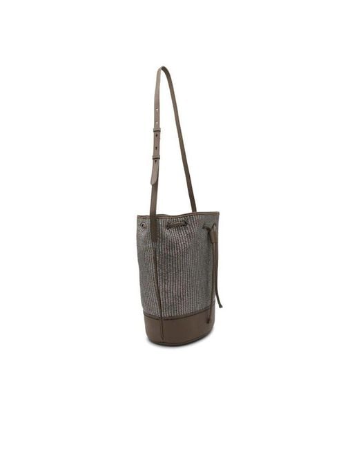 Brunello Cucinelli Gray Ice Canna Di Fucile Bucket Bag