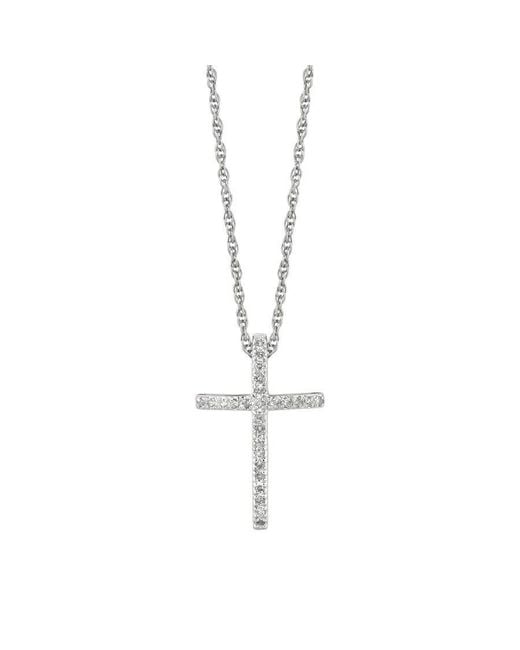 Tresorra Metallic Sterling Diamond Cross Necklace