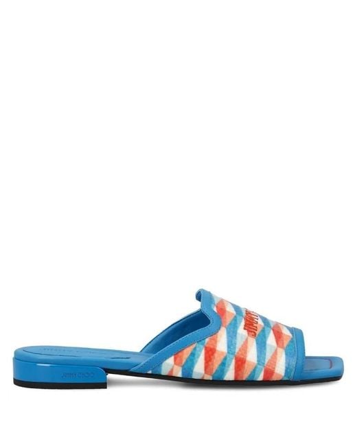 Jimmy Choo Blue Nako Nappa Leather Flats