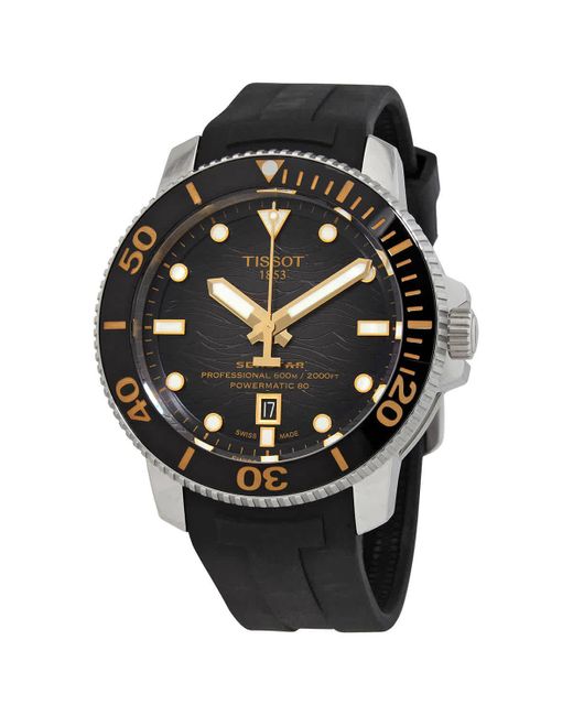 Tissot Black Seastar 2000 Automatic Graded Grey Dial Watch for men