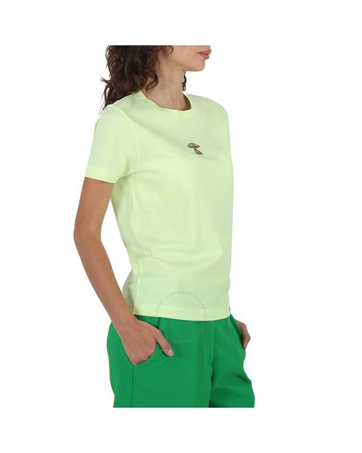 Stella McCartney Green Washed Neon Mushroom Embroidery T-shirt