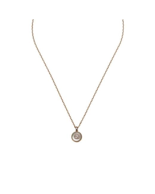 Gucci Metallic Interlocking 18K Rose Mother Of Pearl Necklace