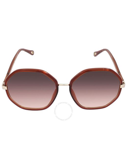 Chloé Gradient Red Brown Geometric Sunglasses Ch0133sa 004