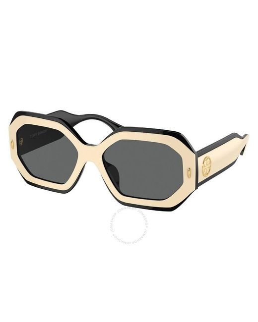 Tory Burch Metallic Dark Grey Irregular Sunglasses Ty7192f 196187 57