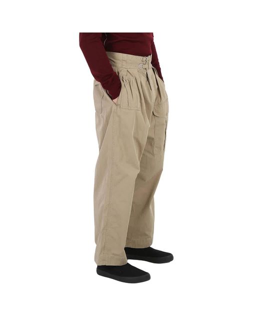 Maison Margiela Natural Pleat-detail Belted Straight-leg Trousers for men