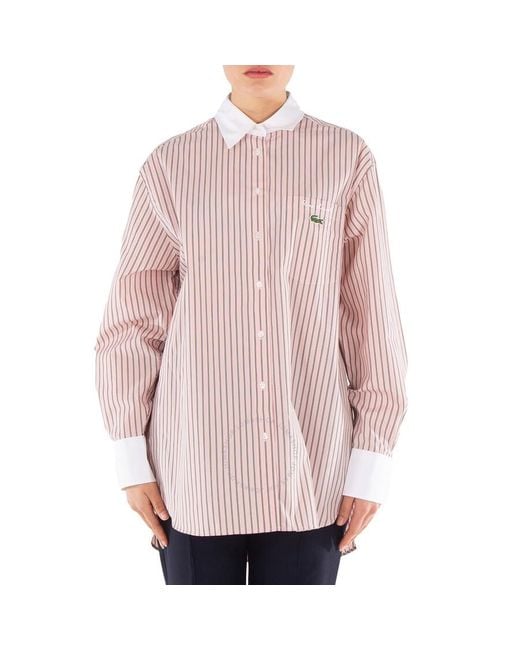 Lacoste Pink Strip Long Sleeves Shirt
