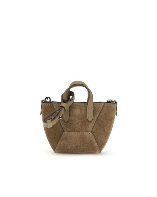 Brunello Cucinelli Brown Calf Leather Shoulder Bag