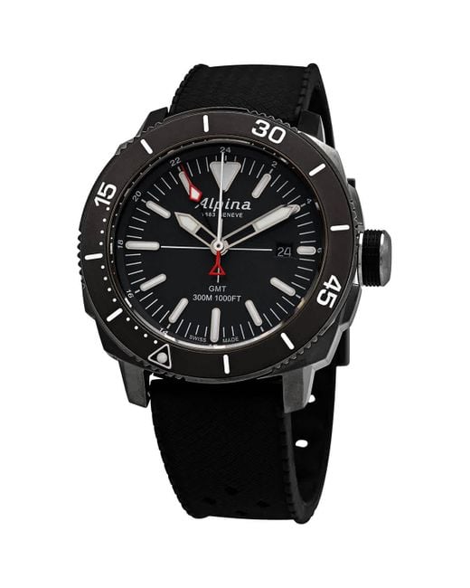 Alpina Black Seastrong Diver 300 Meters Gmt Dial Watch for men