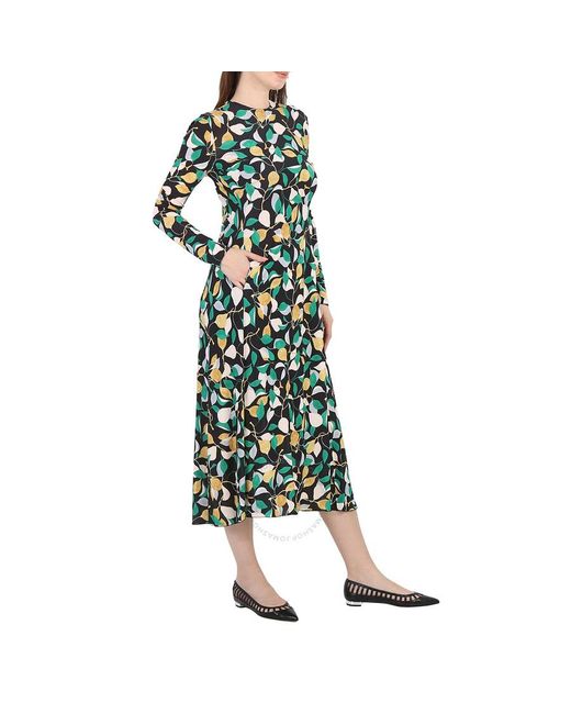 LaDoubleJ Green Orchard Jersey Long-sleeve Drifter Swing Dress