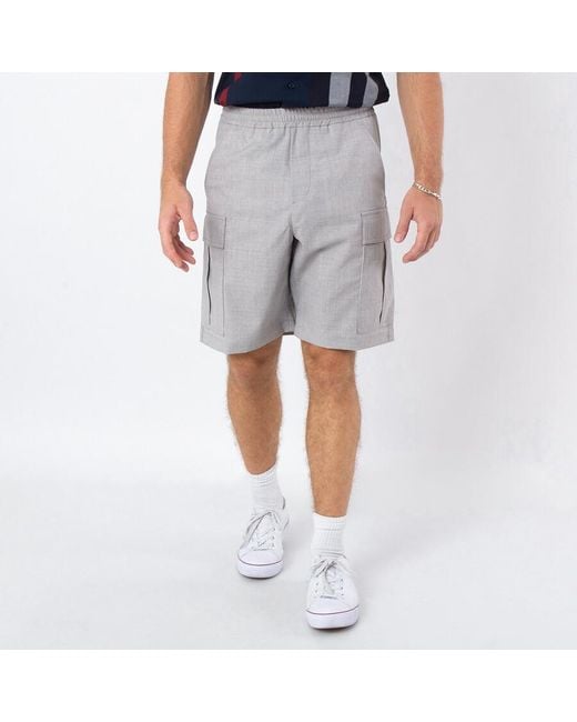 Burberry Gray Trueman Monogram Wool Cargo Shorts, Brand Size 48 (Waist for men