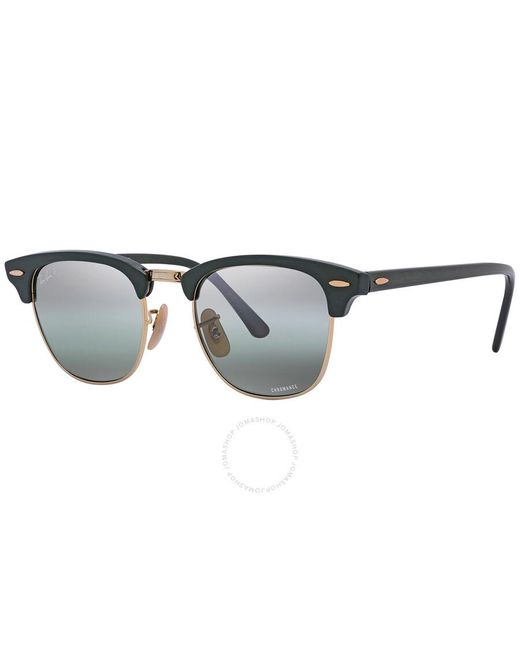 Ray-Ban Gray Clubmaster Chromance Polarized Silver/green Sunglasses Rb3016 1368g4 49