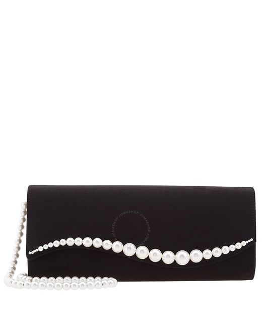 Mach & Mach Black Pearl-Embellished Clutch Bag