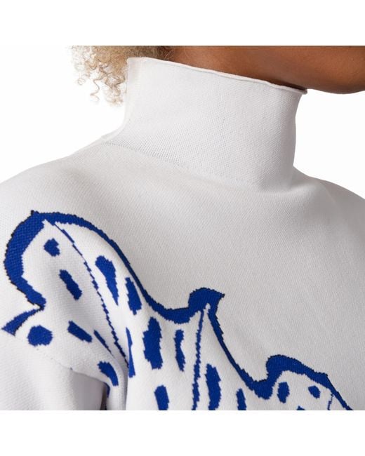 Ferragamo Blue Jungle Print Turtleneck Sweater for men