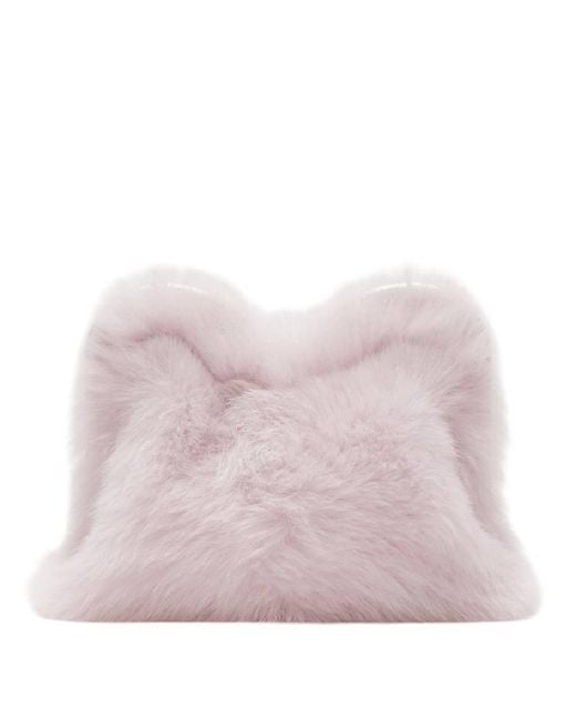 Burberry Pink Shearling B-Shaped Clutch