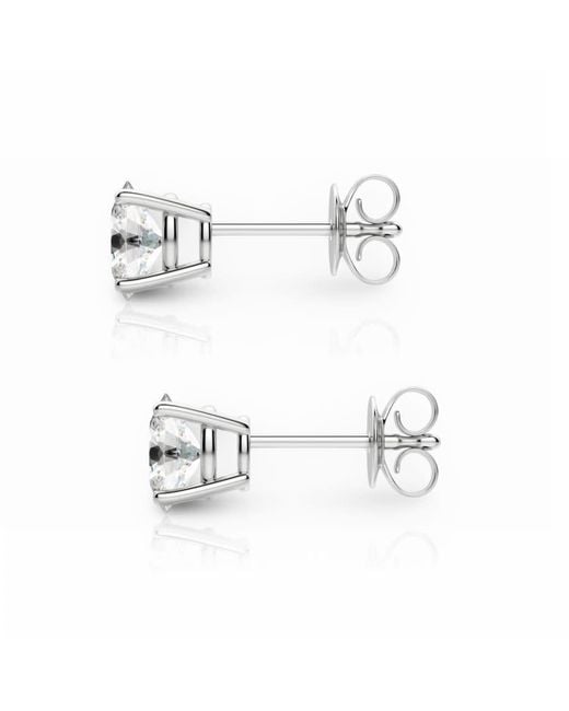 Tresorra White 14K Oval Cut Earth Mined Diamond Stud Earrings
