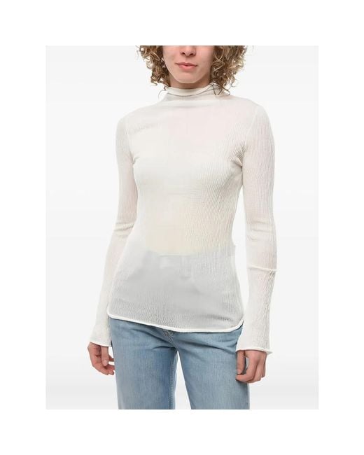 Ferragamo White Long Sleeves Round-Neck
