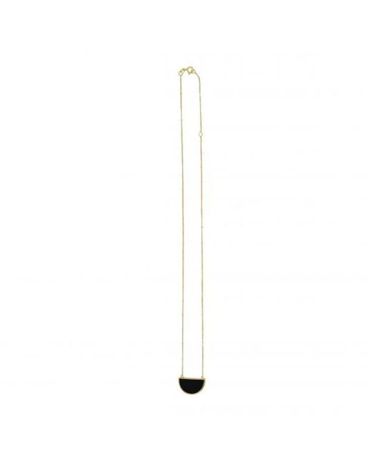 Tresorra White 14K Onyx Geometric Half Moon Necklace