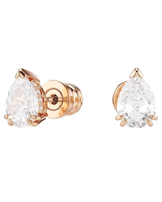Swarovski Metallic Stilla Pear Cut Rose-Tone Plated Stud Earrings