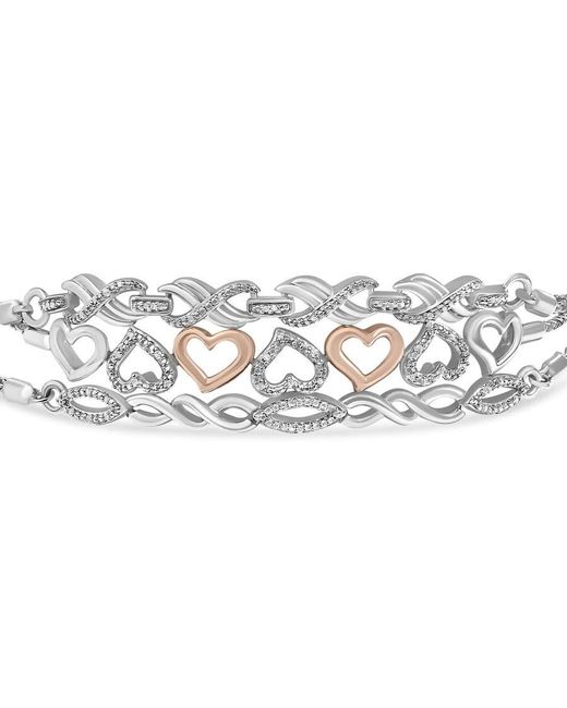 Haus of Brilliance Metallic Sterling Diamond Accent 3 Piece Adjustable Bolo Bracelet Set