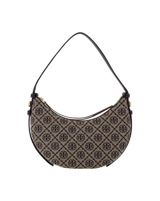 Tory Burch Gray T-Monogram Jacquard Shoulder Bag