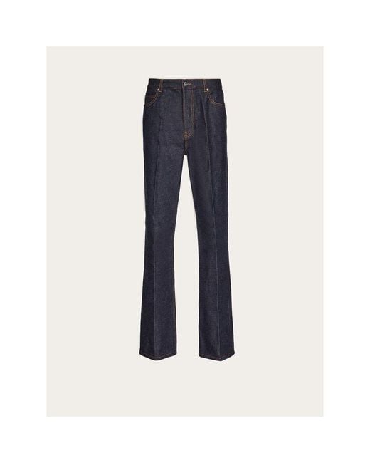 Ferragamo Blue Dark Cotton Trousers, Brand Size 52 (Us for men