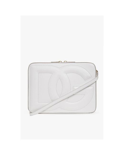 Dolce & Gabbana White Dolce & Gabbana Leather Shoulder Bag With Logo