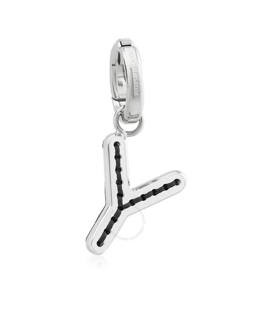 Burberry White Leather-topstitched 'y' Alphabet Charm