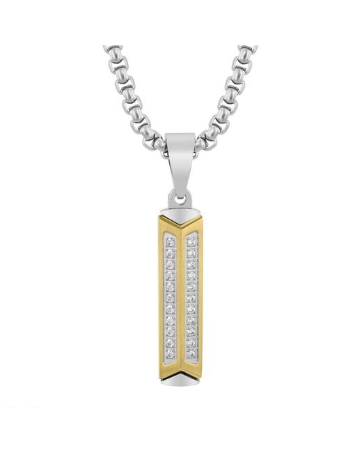 Robert Alton Metallic 1/5Ctw Diamond Stainless Steel With Finish Stick Pendant for men