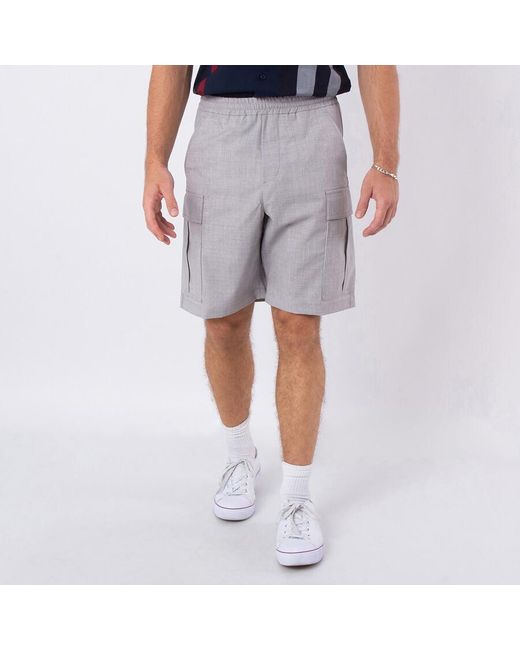 Burberry Gray Trueman Monogram Wool Cargo Shorts, Brand Size 48 (Waist for men