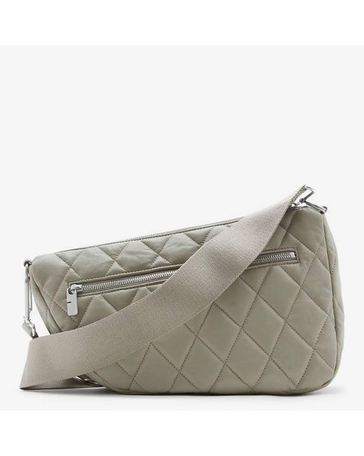 Burberry Gray Medium Shield Quilted Leather Messenger Bag