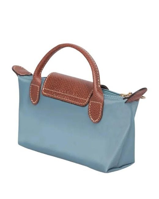 Longchamp Blue Le Pliage Original Top Handle Pouch
