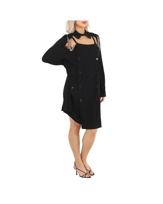 Burberry Black Deconstructed Crepe Trench Coat Dress, Brand Size 6 (Us for men