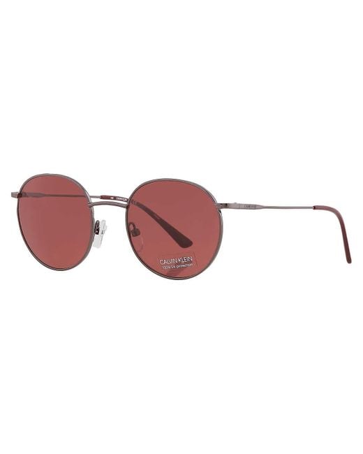 Calvin Klein Brown Red Round Sunglasses Ck18104s 009 49 for men