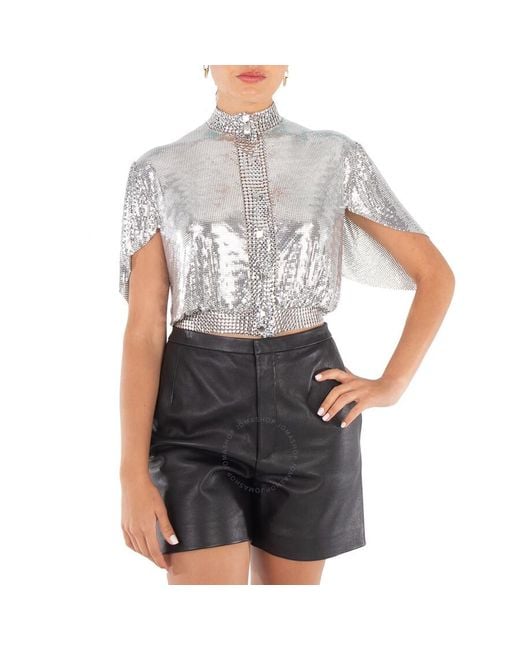 Rabanne Gray Silver Chainmail Crop Top