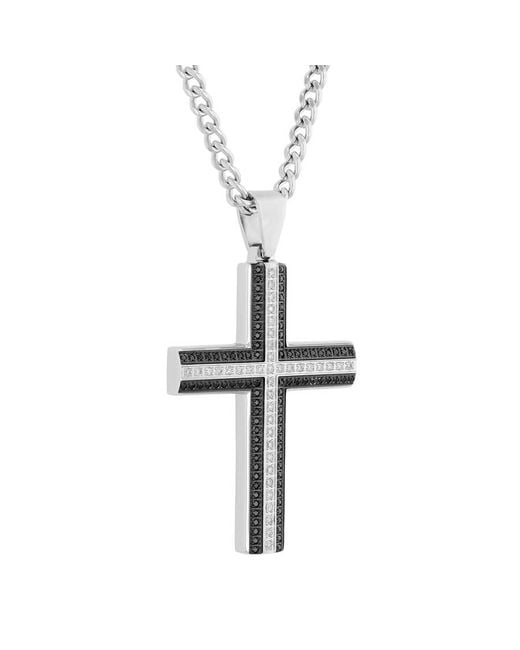 Robert Alton Metallic 33 Ctw And Stainless Steel And Sapphire Diamond Cross Necklace for men