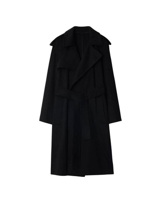 Burberry Black Cashmere Wrap Belted Trench Coat, Brand Size 6 Us