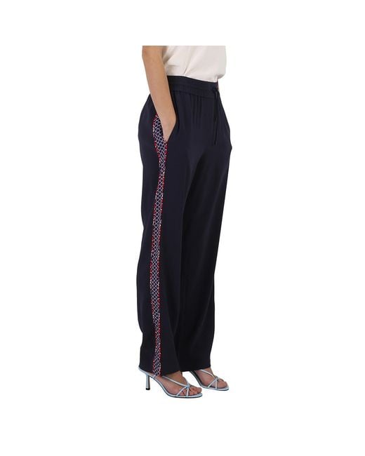 KENZO Blue Midnight Straight-Leg Cropped Track Pants, Brand Size 34 (Us