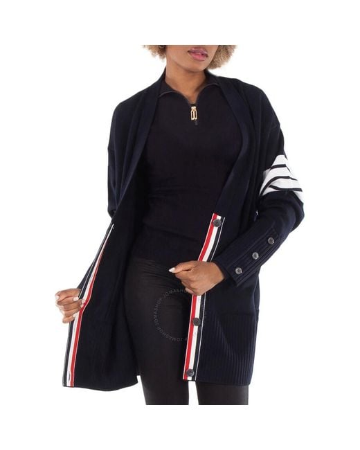 Thom Browne Black Exaggerated Fit Fine Merino Wool Cardigan, Brand Size 38 (Us