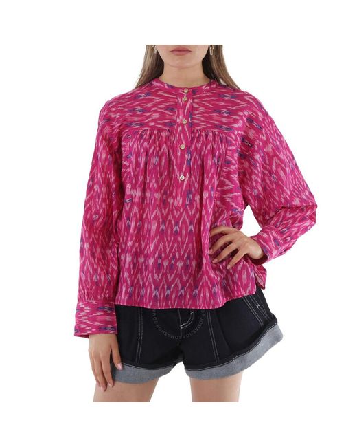 Isabel Marant Red Fuchsia Lally Long-sleeve Top
