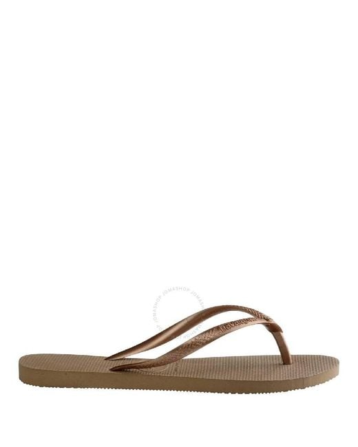 Havaianas Brown Swarovski Crystal Logo Rubber Flip Flop, Brand Size 35/36 (Us