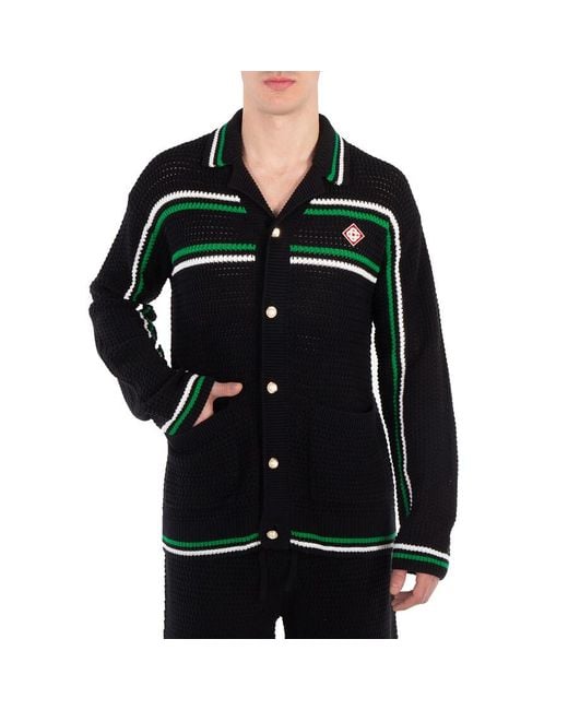 Casablanca Black Crochet Tennis Shacket for men