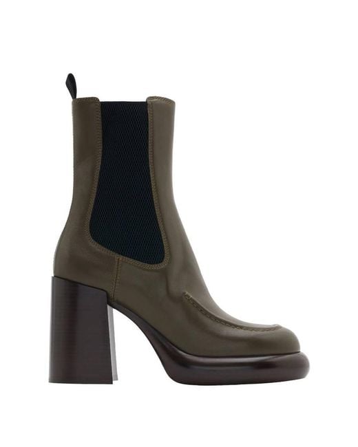Burberry Black Leather Wedge Chelsea Boots, Brand Size 38 Us