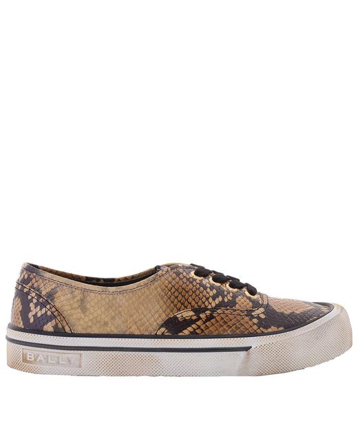 Bally Brown Lyder Snakeskin-Effect Low-Top Sneakers for men